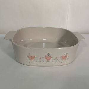 Vintage CORNINGWARE Casserole dish hearts Forever Yours 2 quart